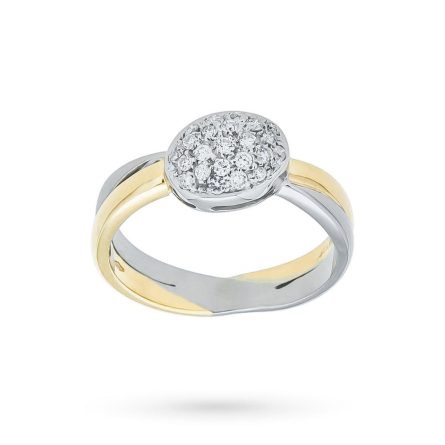 Anello Salvini oro bianco giallo ovale pavè diamanti 0,22ct