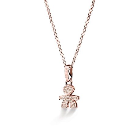 Collana leBebé LBB453 sagoma bimbo mini oro rosa diamanti ct 0,11