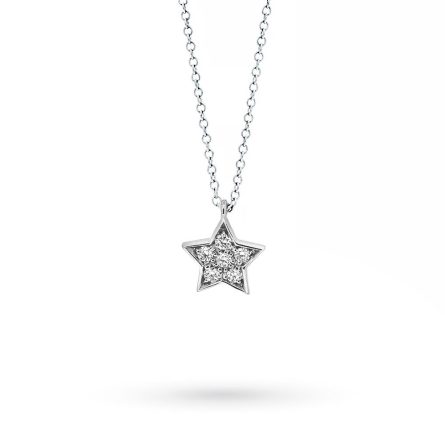 Girocollo stellina in oro bianco con diamanti 0,12ct