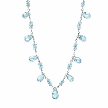 Collana acquamarine briolè oro bianco 44 cm