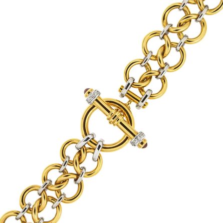 Bracciale oro 18kt doppia fila cerchi intrecciati 20 cm