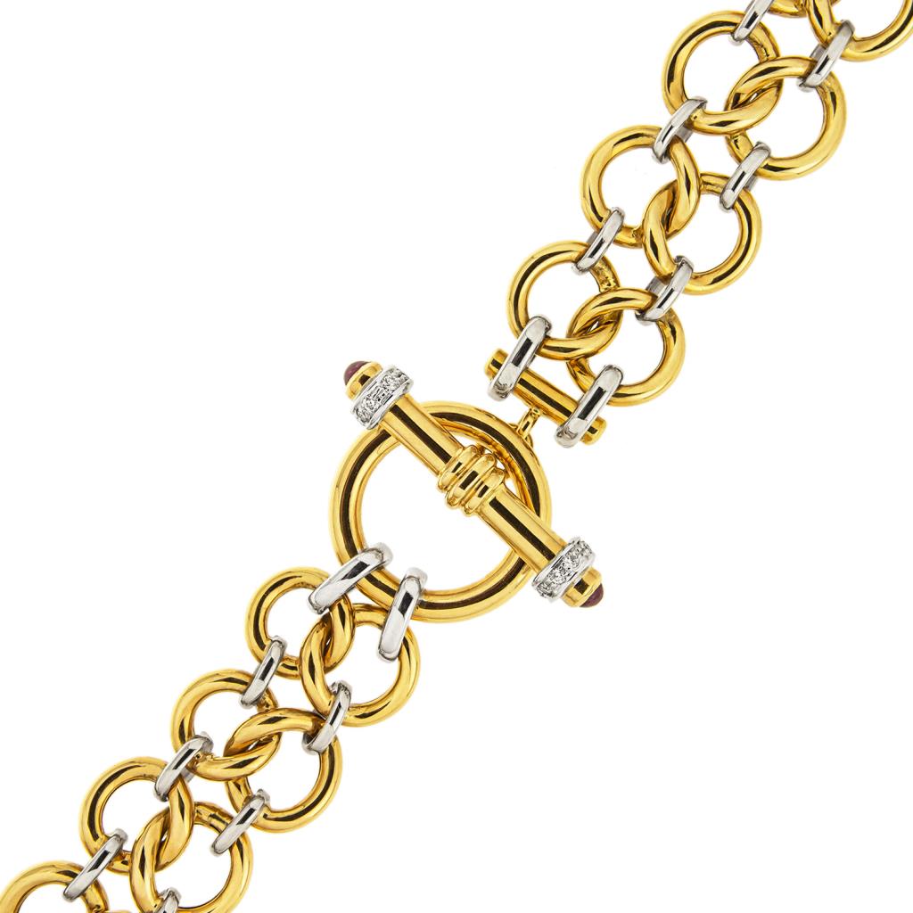 Bracciale oro 18kt doppia fila cerchi intrecciati 20 cm