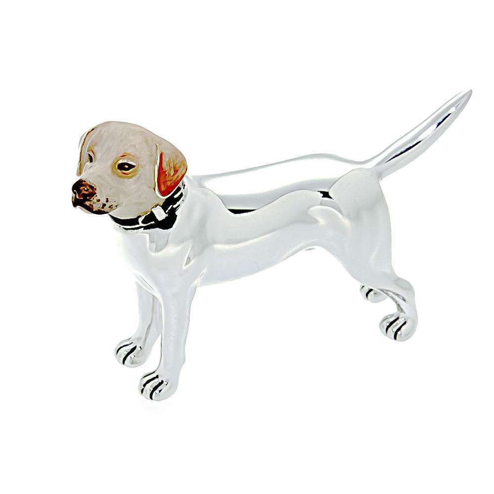 Small Labrador with enamel head silver ornament Saturnoo ST137