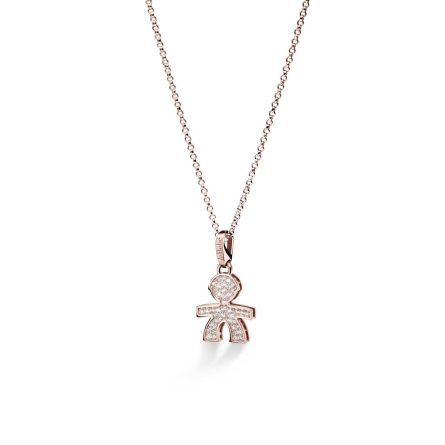 Collana leBebé LBB451 sagoma bimbo oro rosa diamanti ct 0,22