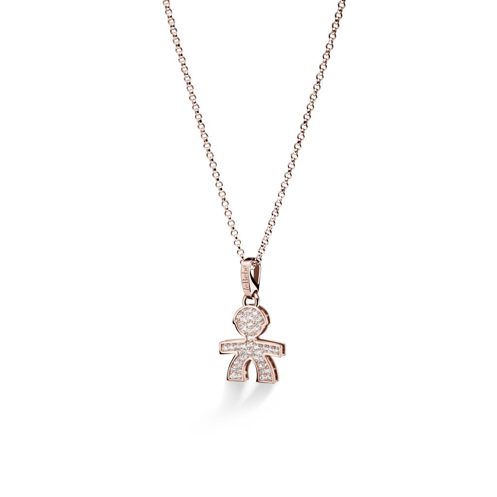 Collana leBebé LBB451 sagoma bimbo oro rosa diamanti ct 0,22