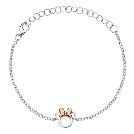 Bracciale bambini Disney Minnie argento fiocco rosa