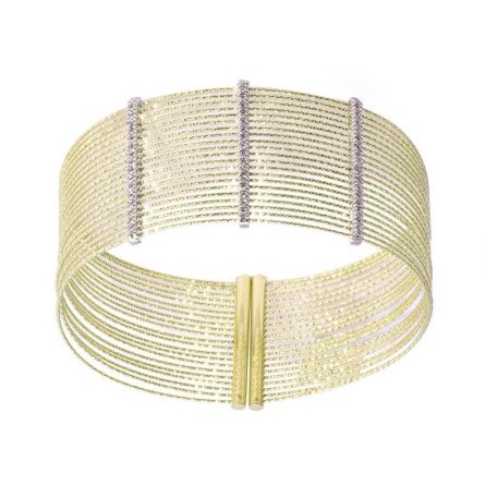 Yellow Gold Wire Bracelet And 3 Diamond Bars MagicWire