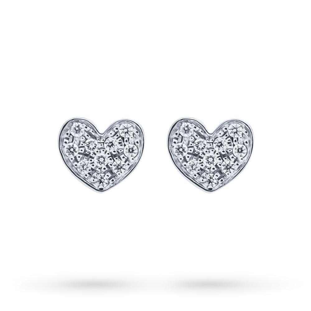 Orecchini oro bianco cuori diamanti 0,05ct Mirco Visconti