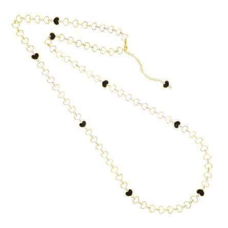 Long Maman Hearts Necklace Black Enamel