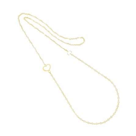 Long Silver Necklace with Pearl Hearts