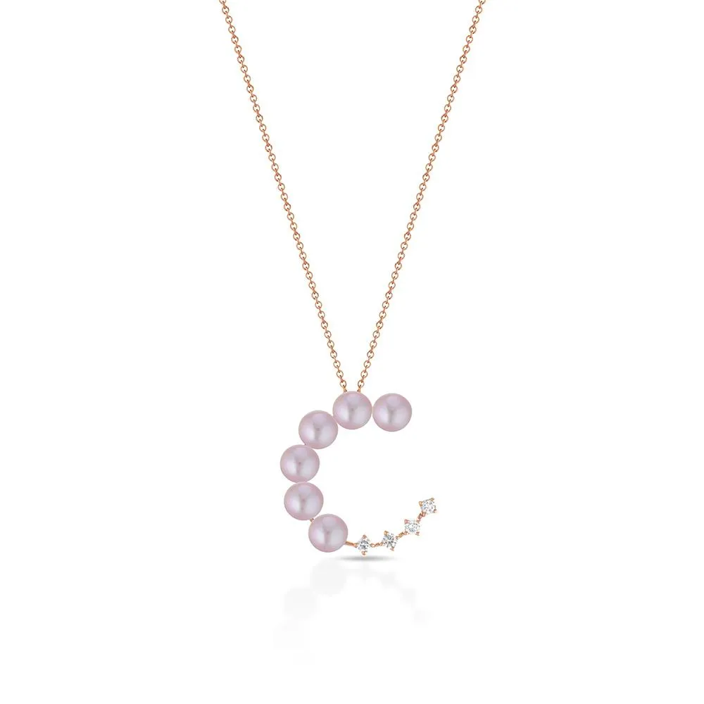 Girocollo con ciondolo di perle rosa Ø 4,5/5 mm e diamanti