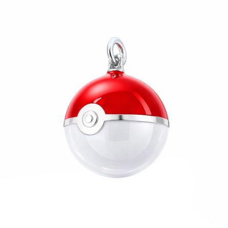 Colgante Pokeball bola plata esmalte rojo blanco