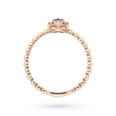 Anillo corazón de oro rosa con esmeraldas 0.03ct diamantes 0.09ct