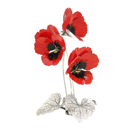 Red violet ornament in sterling silver and enamel 13cm