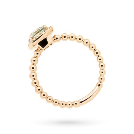Anillo de oro rosa con amatista verde 0,77ct y diamantes 0,16ct