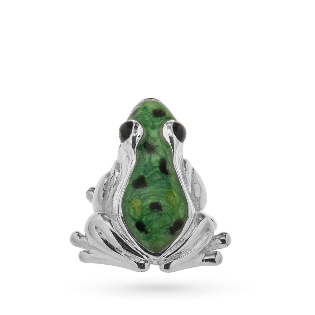 Frog ornament in silver with enamel XS size