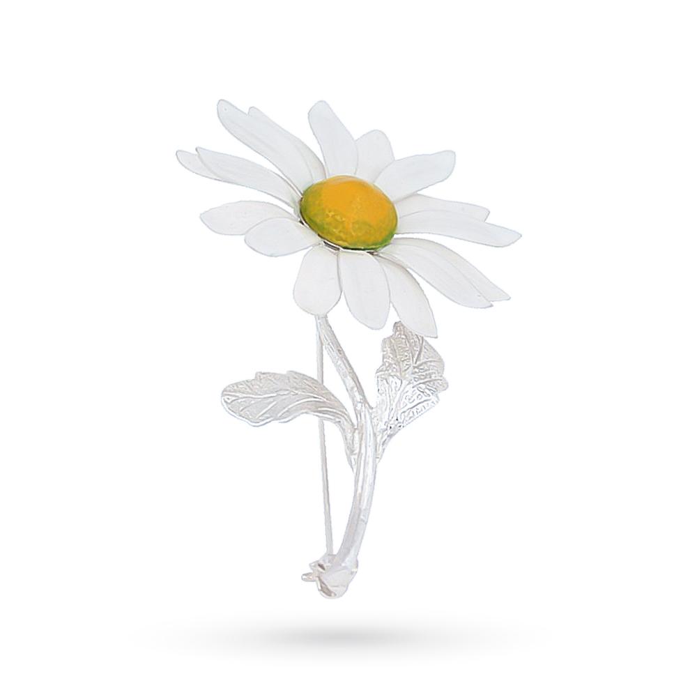 Spilla Margherita argento 925 smalto h 6 50cm