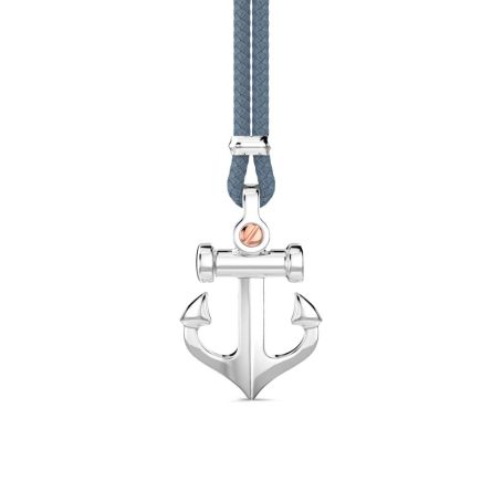 Collana Zancan EXC447-AV kevlar pendente ancora argento