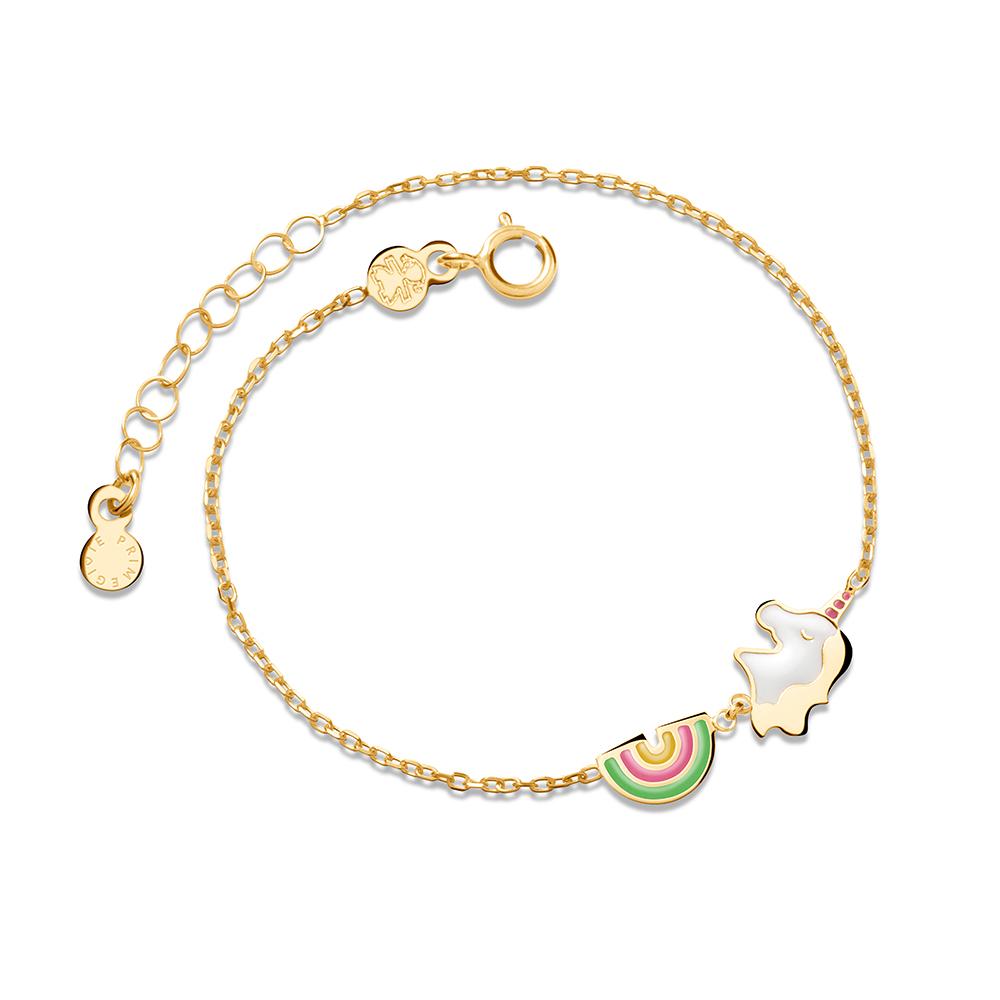Bracciale leBebe PMG073 Primegioie Fortuna Unicorno Arcobaleno oro giallo