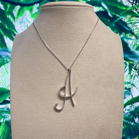 Collana lunga ciondolo A oro bianco diamanti 0,38ct