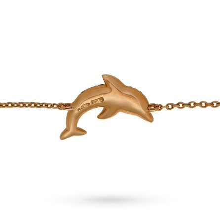 Bracciale oro rosa delfino con spinelli blu
