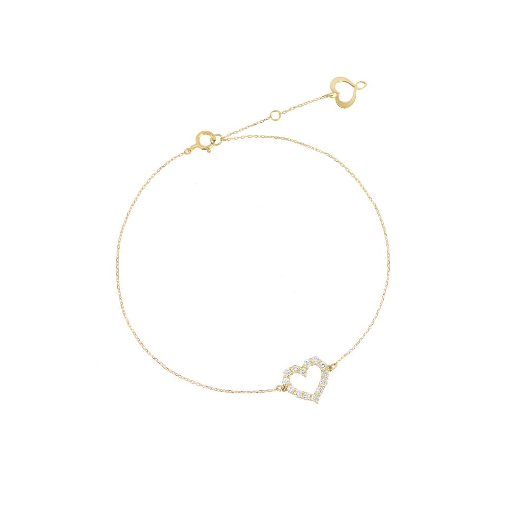 Bracciale Maman et Sophie in oro 18kt con cuore in pavé di diamanti