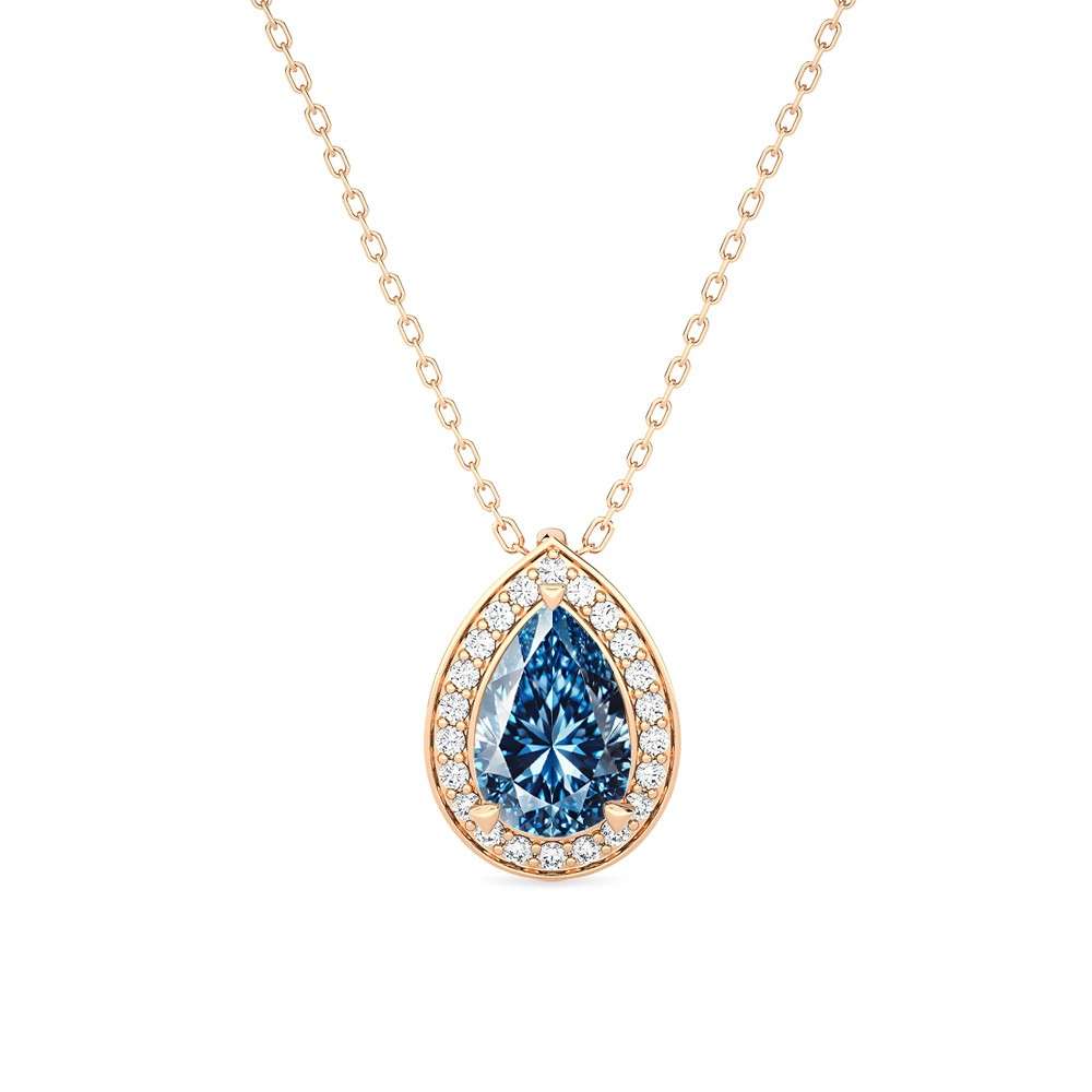 Girocollo oro rosa con diamante blu 1,08 Carati Lab-Grown