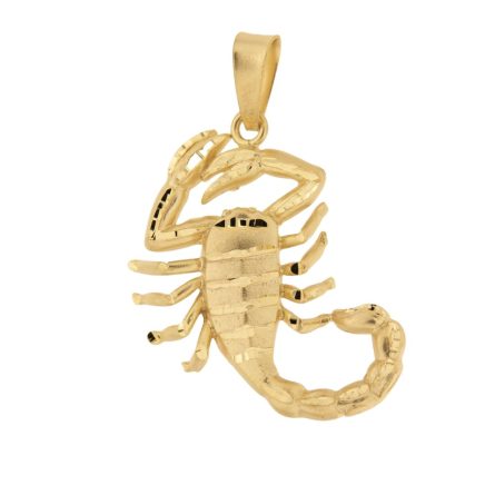 Polished and satin-finished 18kt yellow gold scorpion pendant