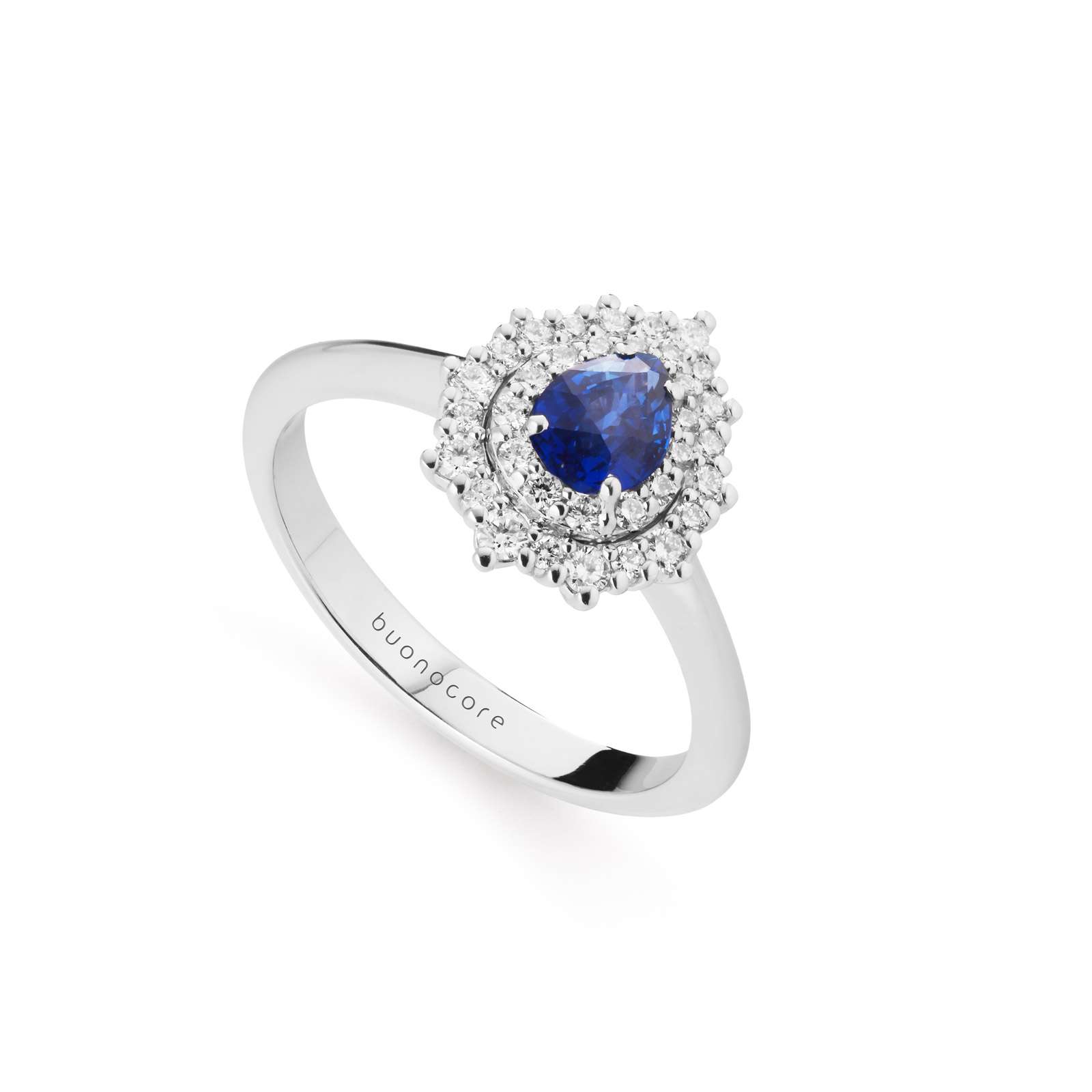 Anello zaffiro e diamanti Buonocore oro bianco 18kt