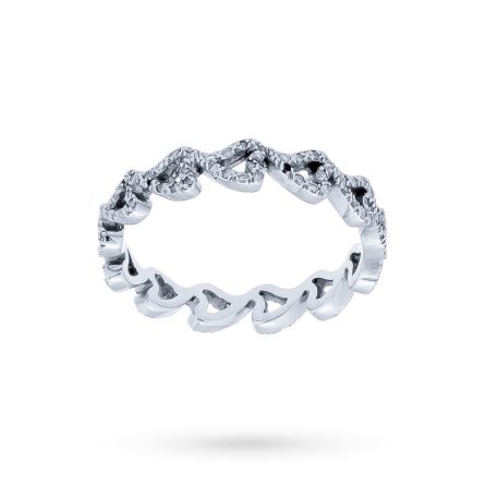 Anello fedina oro bianco 18kt cuori diamanti 0,39ct
