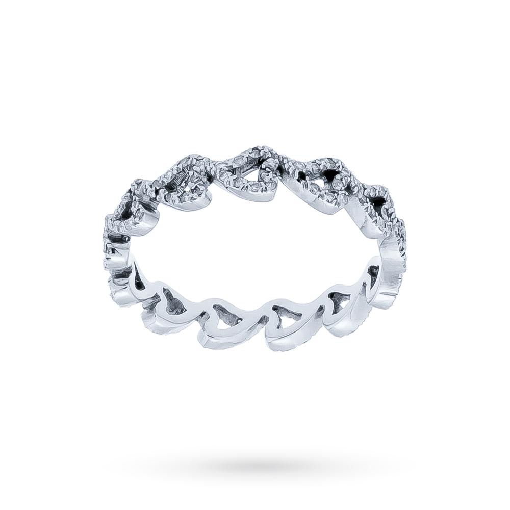 Anillo eternity oro blanco 18kt corazones diamantes 0,39ct
