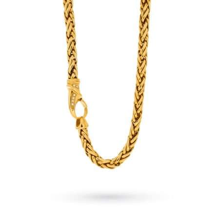 Grande catena oro giallo intrecciato con diamanti 0,29ct