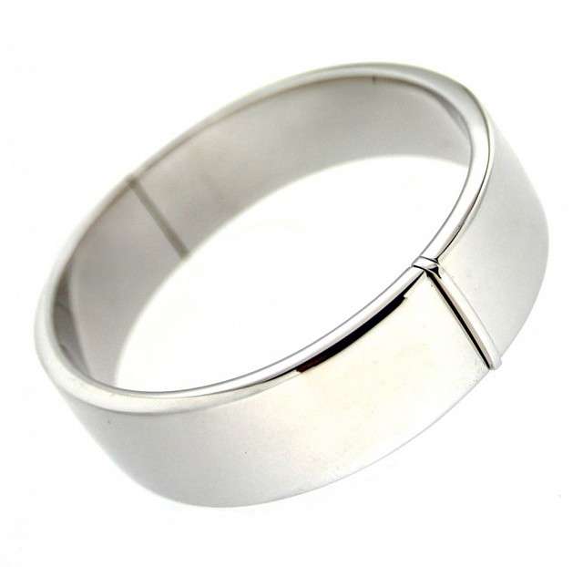 Bracciale rigido schiava in oro bianco 18kt lucido spesso