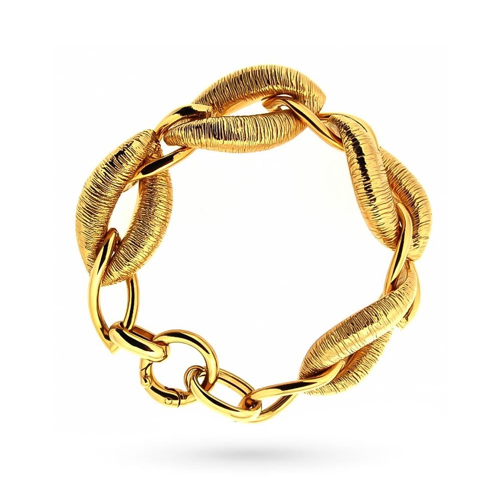 Bracciale a catena in oro elettroformata incisa