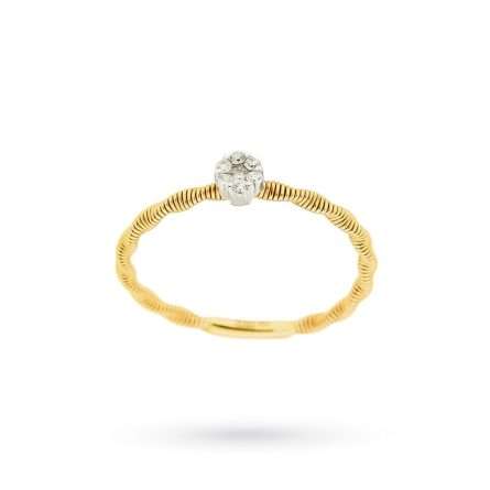 Anello zigrinato con diamante 0.06 ct in oro giallo