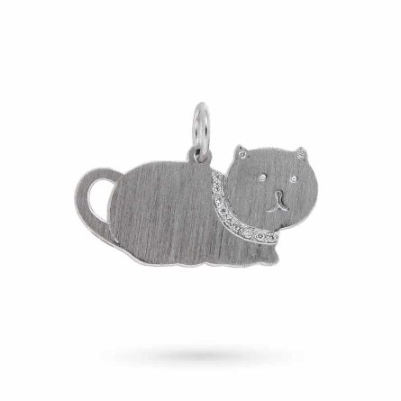 Colgante madre gata con cachorros y collar de diamantes