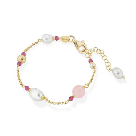 Pulsera Glamour LGBR518.2 Perlas Plata Gemas de Colores