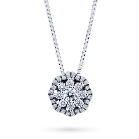 Girocollo oro bianco fiore diamanti 0,18ct Mirco Visconti