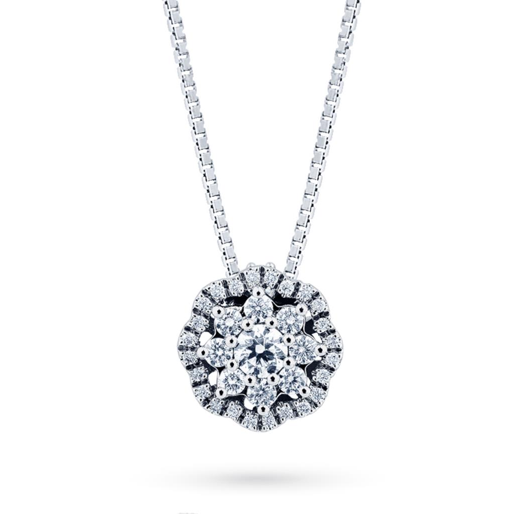 Girocollo oro bianco fiore diamanti 0,18ct Mirco Visconti