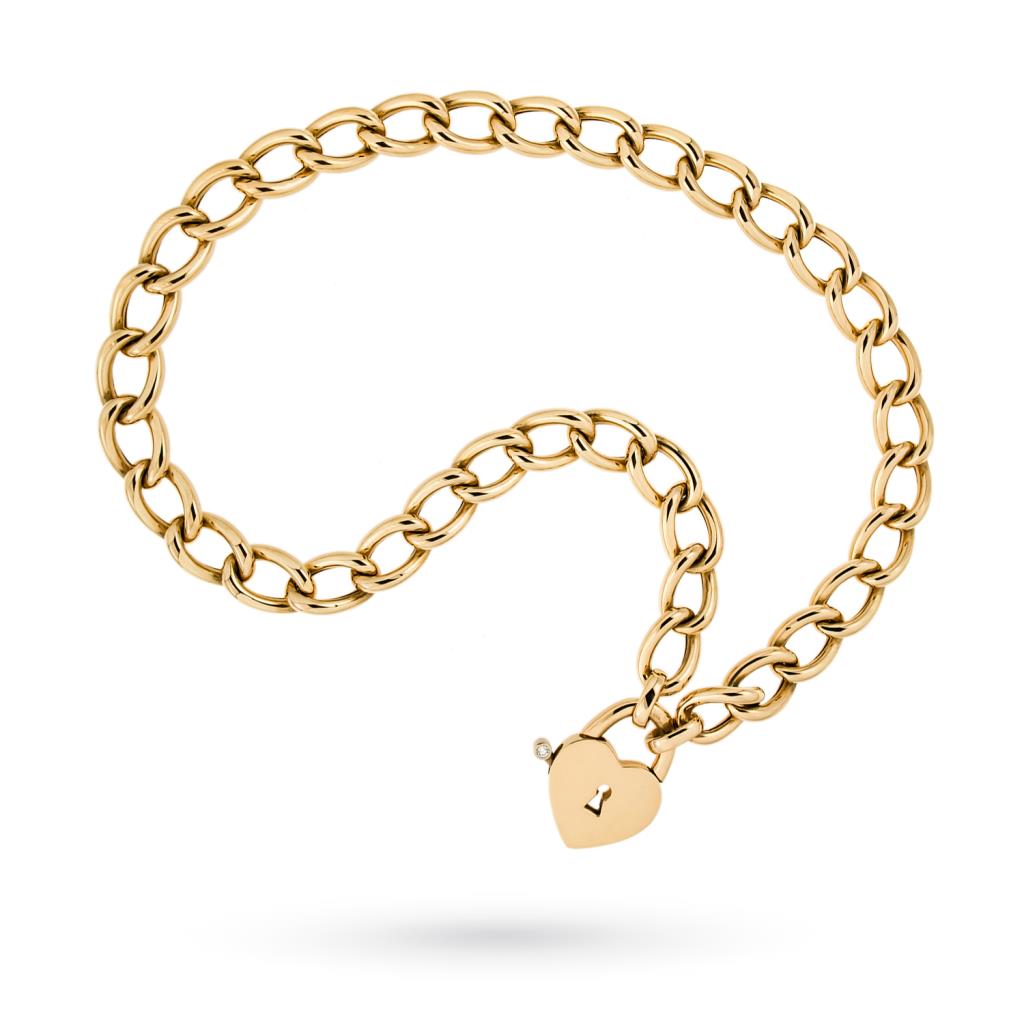 Girocollo catena cuore lucchetto oro diamante 0,04ct