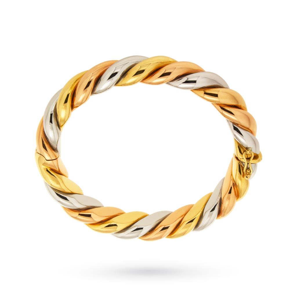 18kt yellow white and rose gold rigid bracelet polished