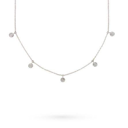 Cadena rolo de oro blanco con 5 colgantes de diamantes 0,16ct