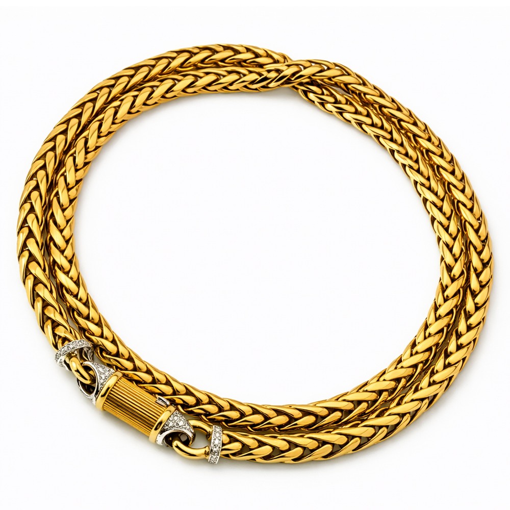 Girocollo grande chanel lunga oro giallo e diamanti