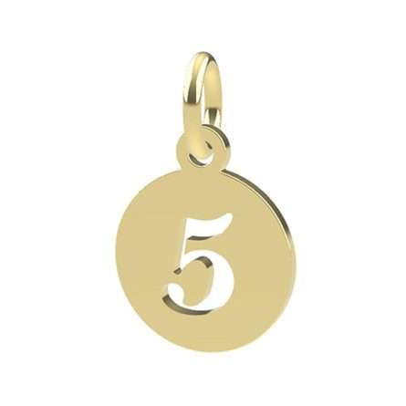 18kt yellow gold Number 5 pendant Dedie