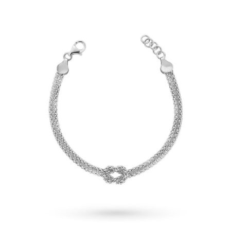 Pulsera con nudo plano de doble hilera en oro blanco de 18kt