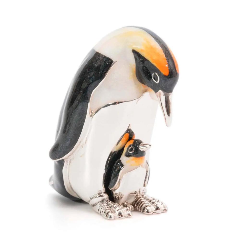 Penguin mother with baby enamel ornament Saturnoo ST201