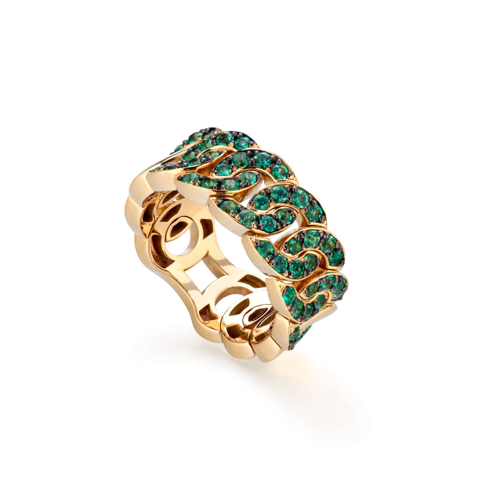 Anello Buonocore Noon oro giallo 18 kt smeraldi