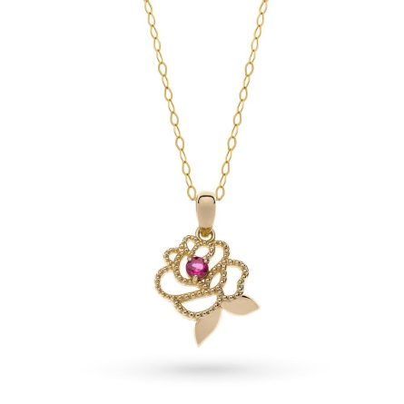 Collana Disney Princess Rosa Oro giallo 9kt cristallo rosso