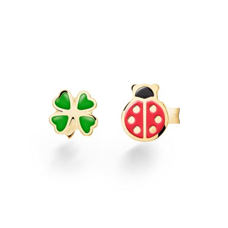 Orecchini leBebe PMG053 Primegioie Quadrifoglio Coccinella oro giallo