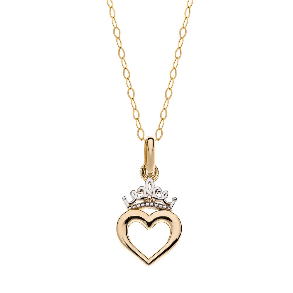 Collana bambina Disney Cuore Corona oro giallo 9kt